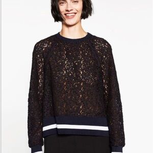 Zara Lace Crew Neck Sweatshirt. Size: XS. Excellent condition